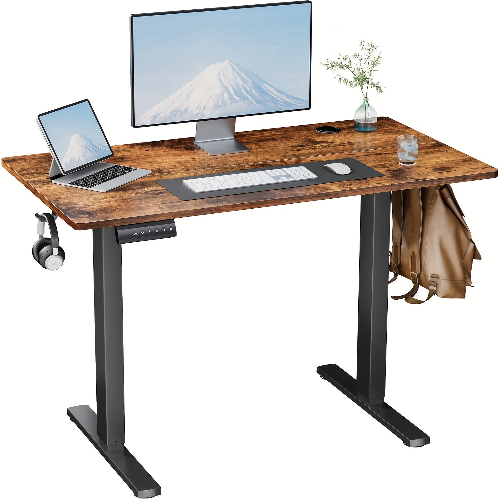Height Adjustable Electric Standing Desk - 40/48/55/63 Inch Motorized Lift Computer Task Table with Spacious Workspace - Ergonomic Rising Desk for Office and Home with 4 Color Options